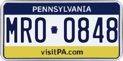 PA license plate MRO0848
