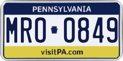 PA license plate MRO0849