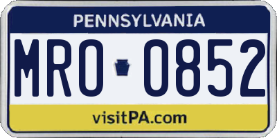 PA license plate MRO0852
