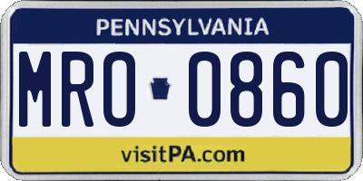 PA license plate MRO0860