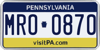 PA license plate MRO0870