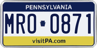 PA license plate MRO0871