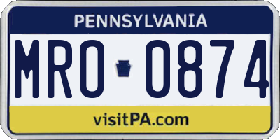 PA license plate MRO0874