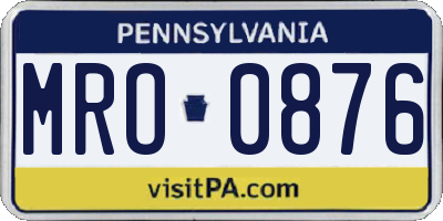 PA license plate MRO0876