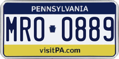 PA license plate MRO0889