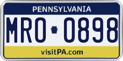 PA license plate MRO0898