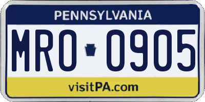 PA license plate MRO0905