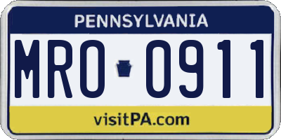 PA license plate MRO0911