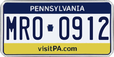 PA license plate MRO0912