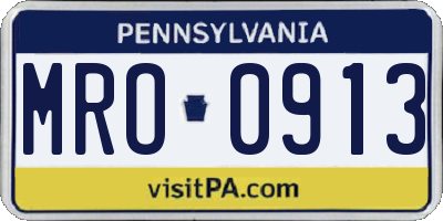 PA license plate MRO0913