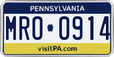 PA license plate MRO0914