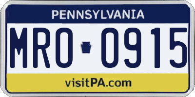 PA license plate MRO0915