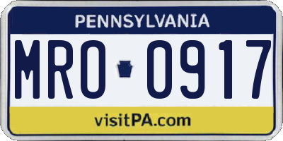 PA license plate MRO0917