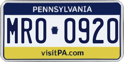 PA license plate MRO0920