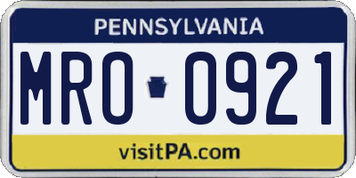 PA license plate MRO0921