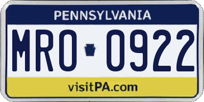 PA license plate MRO0922