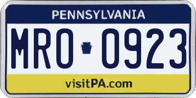 PA license plate MRO0923
