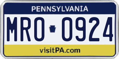 PA license plate MRO0924