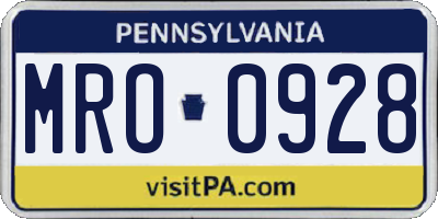 PA license plate MRO0928