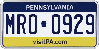 PA license plate MRO0929