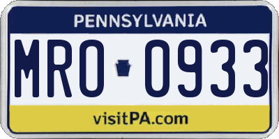 PA license plate MRO0933