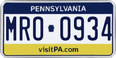 PA license plate MRO0934
