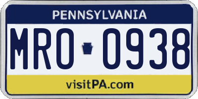 PA license plate MRO0938