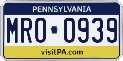 PA license plate MRO0939