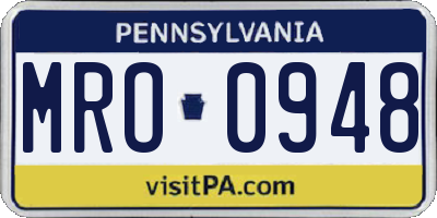 PA license plate MRO0948