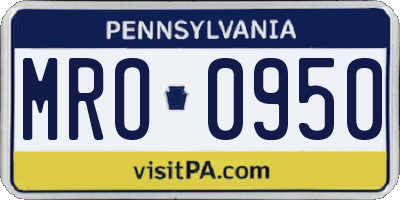 PA license plate MRO0950
