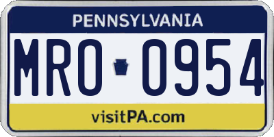 PA license plate MRO0954