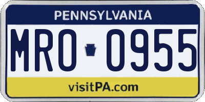 PA license plate MRO0955