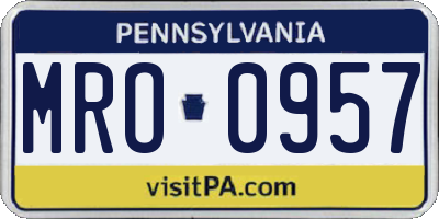 PA license plate MRO0957
