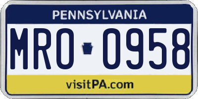 PA license plate MRO0958