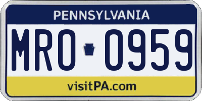 PA license plate MRO0959