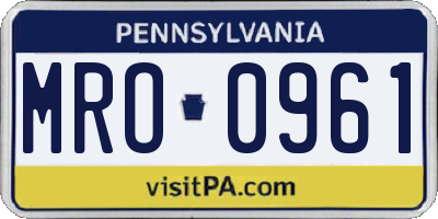 PA license plate MRO0961