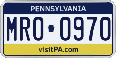 PA license plate MRO0970