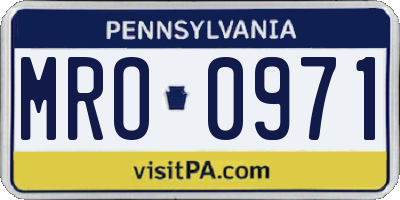 PA license plate MRO0971