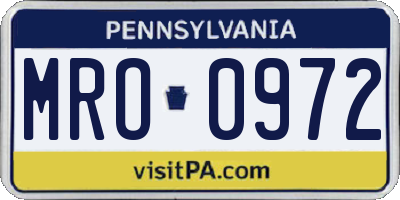 PA license plate MRO0972