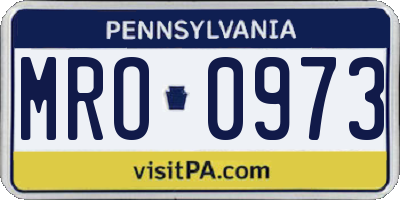 PA license plate MRO0973