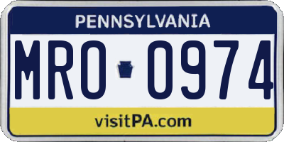 PA license plate MRO0974