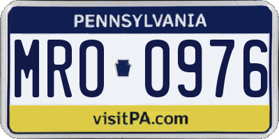 PA license plate MRO0976