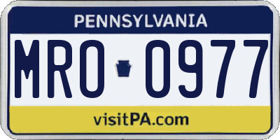 PA license plate MRO0977