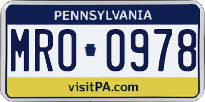 PA license plate MRO0978