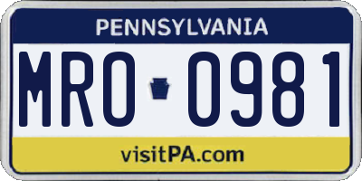PA license plate MRO0981