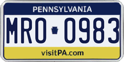 PA license plate MRO0983