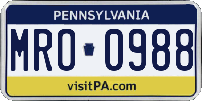 PA license plate MRO0988