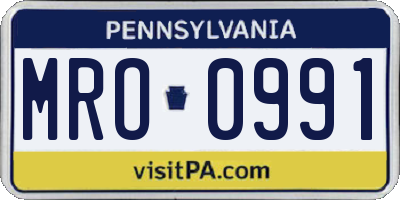 PA license plate MRO0991