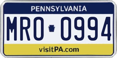 PA license plate MRO0994