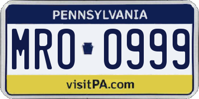 PA license plate MRO0999